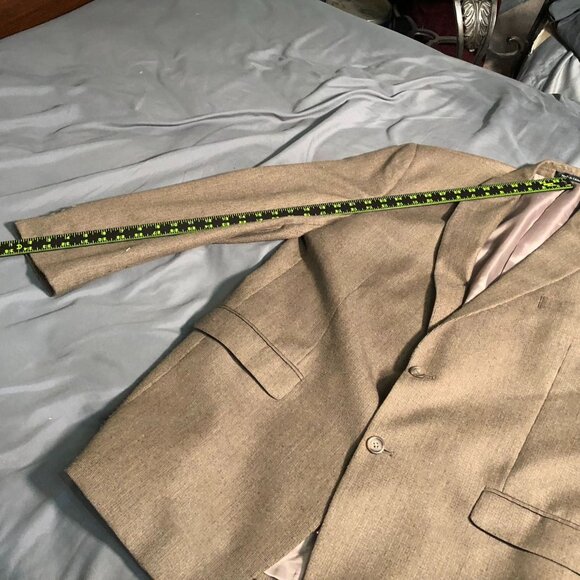 Chaps Mens Blazer Jacket Size 46R Gray Wool-Blend Double Button Workwear Brown - Picture 9 of 16